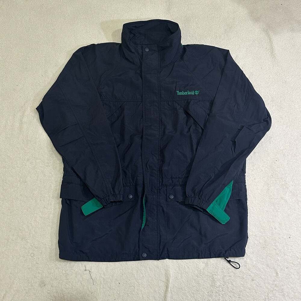Vintage Timberland Nylon Windbreaker Jacket Navy Green Size M